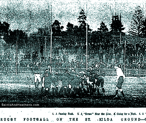 Rugby in Melbourne. A 1910 game at the St Kilda ground (Junction Oval) between Victoria and NZ Maori.