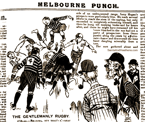 A representation of Rugby football in 'Melbourne Punch', 1899.
