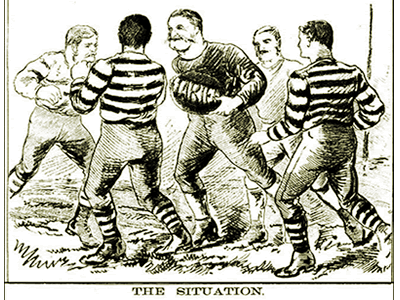 Rugby scene used in a political satire cartoon in 