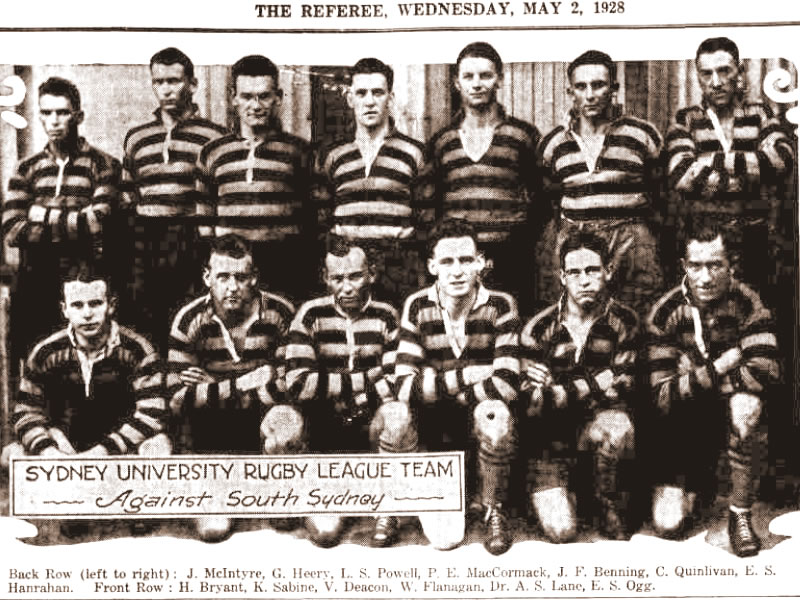 1928 Sydney University Rugby League Club first grade team 