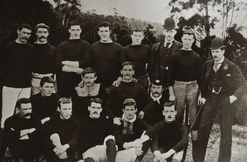The Parramatta rugby club XV (red jerseys) that played New Zealand in 1893.
