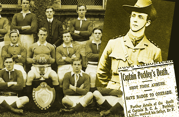 In September 1914 retired Sydney University first XV player Brian Pockley became the first Australian officer killed in WW1, serving with the Australian Naval and ­Military Expeditionary Force at Kabakaul, Papua New Guinea. He had earlier been captain of the Rugby team at Sydney Church of England Grammar School ('Shore'). The Waddy and Pockley families were closely connected.