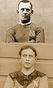 Bill (top) & Viv Farnsworth played in Newtown team that beat University in 1908 premiership final. They later joined Newtown Jets/Bluebags rugby league club.