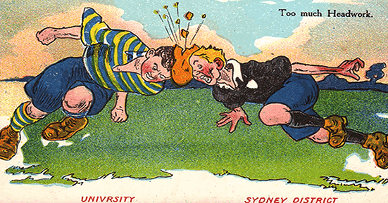 Card from c.1910 made by Valentine. Sydney University vs Sydney.